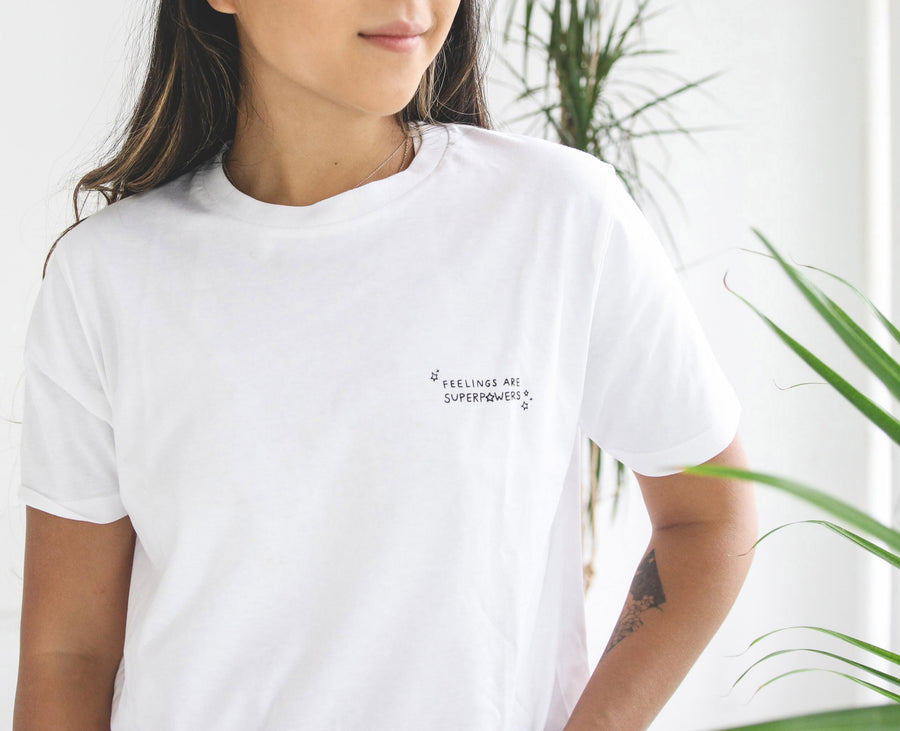'Feelings Are Superpowers' organic cotton tee