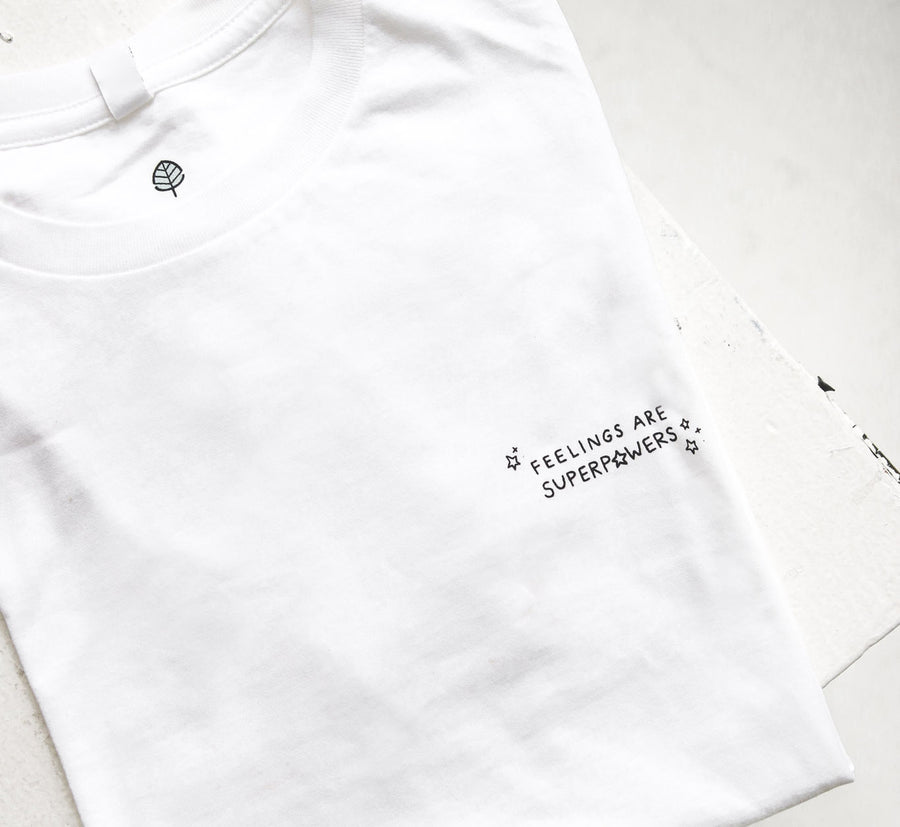 'Feelings Are Superpowers' organic cotton tee