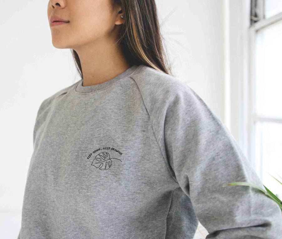 'Keep Going, Keep Growing' organic cotton sweatshirt