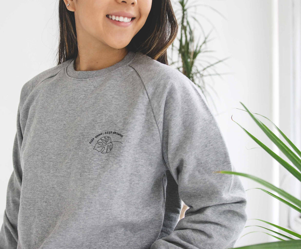 'Keep Going, Keep Growing' organic cotton sweatshirt